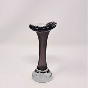 Small Purple and Clear Art Glass Bud Vase With Clear Glass Base